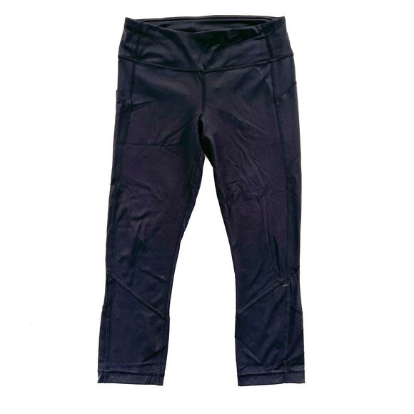 Lululemon Solid Black Pace Rival Medium Rise Crop 22" Luxtreme Pant W6AV0S 6 - Picture 1 of 14